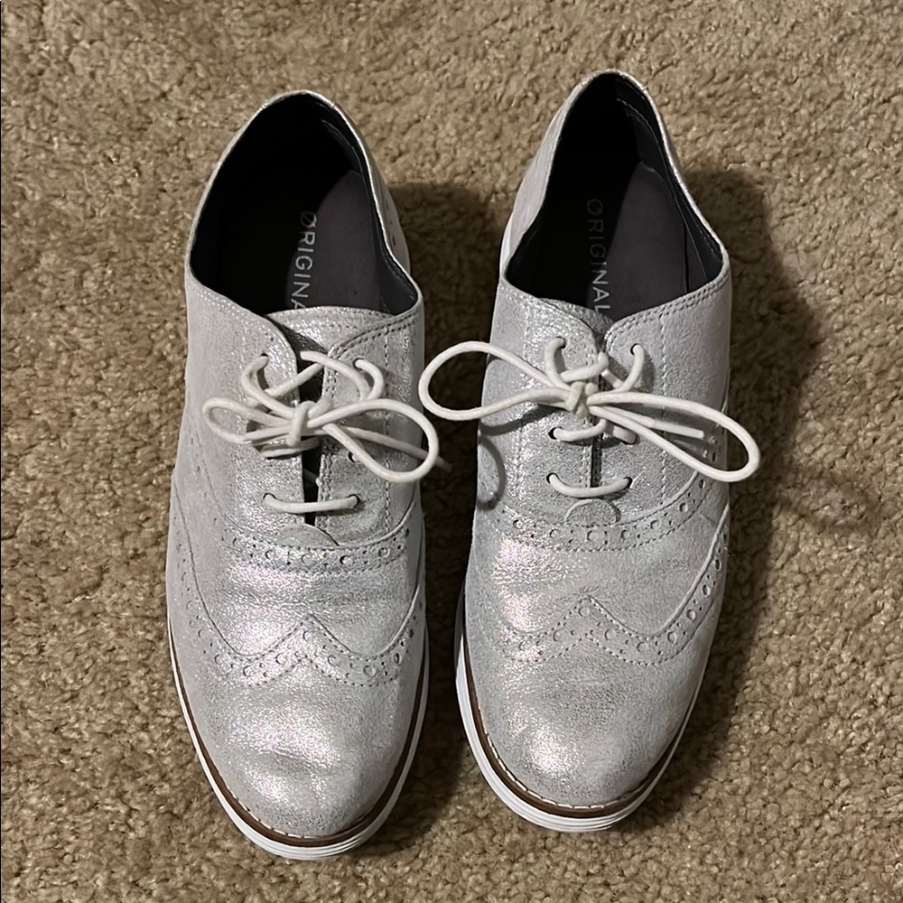 Silver Oxford Shoes Cole Haan SZ 7